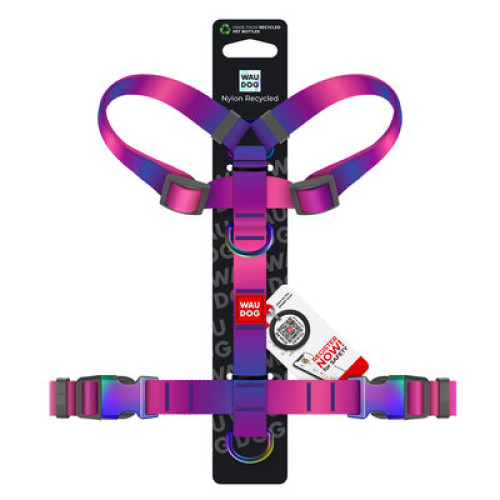 Шлея для собак анатомическая Н-образная WAUDOG Nylon Recycled "Градиент Фиолетовый"