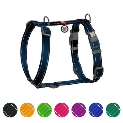 Шлея для собак Н-образная светоотражающая WAUDOG Nylon Mono цвет "Черный"