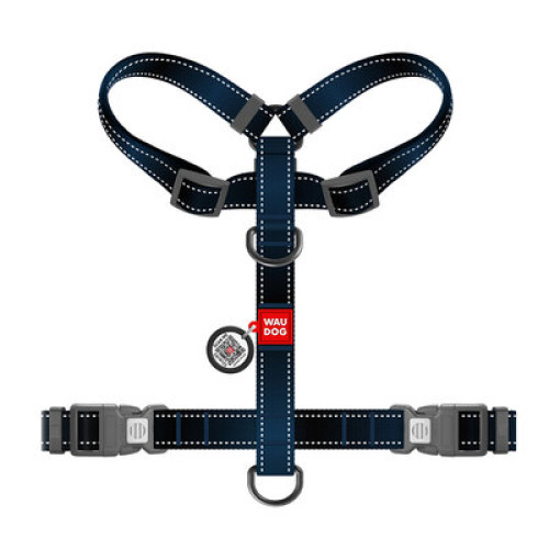 Шлея для собак Н-образная светоотражающая WAUDOG Nylon Mono цвет "Черный"