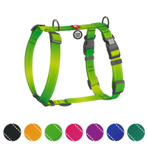 Шлея для собак Н-образная светоотражающая WAUDOG Nylon Mono цвет "Салатовый"