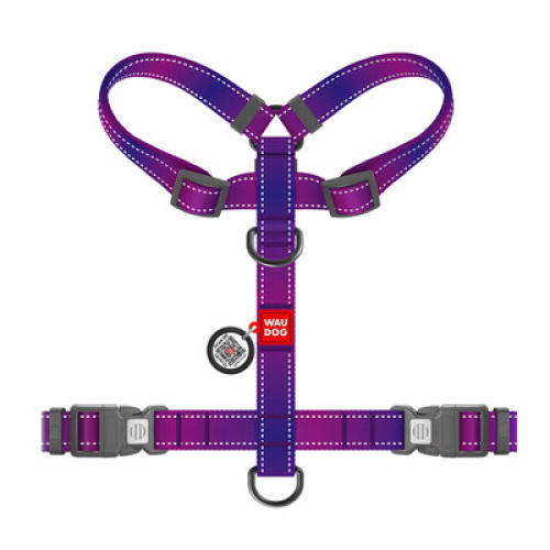 Шлея для собак Н-образная светоотражающая WAUDOG Nylon Mono цвет "Фиолетовый"