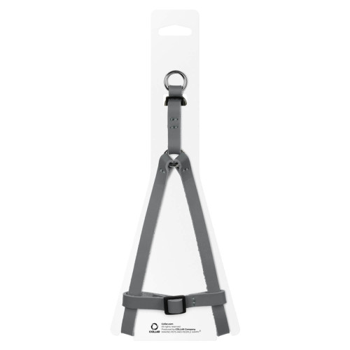 Шлея для котів та дрібних собак шкіряна WAUDOG Classic з QR паспортом Сіра