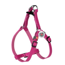 Шлея для котів та дрібних собак шкіряна WAUDOG Classic з QR паспортом Рожева