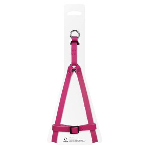Шлея для котів та дрібних собак шкіряна WAUDOG Classic з QR паспортом Рожева