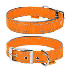 Ошейник Dog Extreme из нейлона, двойной со светоотражающей вставкой, оранжевый