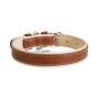 Ошейник для собак "Waudog soft" кожаный с QR-паспортом коричневого цвета
