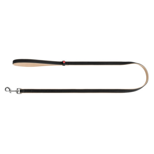 Шкіряний повідець для собак WauDog Soft подвійний чорного кольору, 122 см