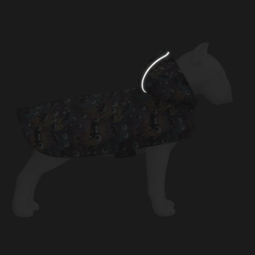 Дощовик-накидка для собак WAUDOG Clothes з капюшоном, малюнок «Зубасті монстри»