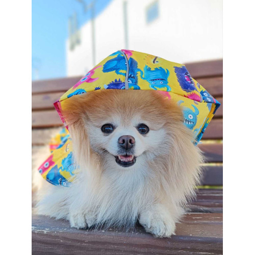 Дощовик-накидка для собак WAUDOG Clothes з капюшоном, малюнок «Мохнаті монстри»