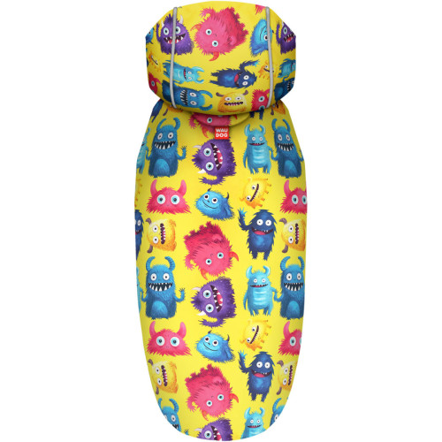 Дощовик-накидка для собак WAUDOG Clothes з капюшоном, малюнок «Мохнаті монстри»