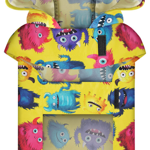 Дощовик-накидка для собак WAUDOG Clothes з капюшоном, малюнок «Мохнаті монстри»