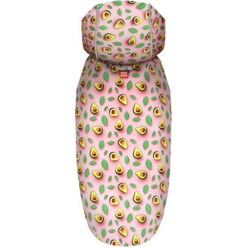 Дощовик-накидка для собак WAUDOG Clothes з капюшоном, малюнок «Авокадо на рожевому»