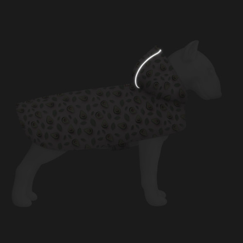 Дощовик-накидка для собак WAUDOG Clothes з капюшоном, малюнок «Авокадо на рожевому»