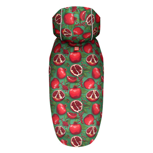 Дощовик-накидка для собак WAUDOG Clothes з капюшоном, малюнок «Гранати»