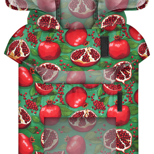 Дощовик-накидка для собак WAUDOG Clothes з капюшоном, малюнок «Гранати»