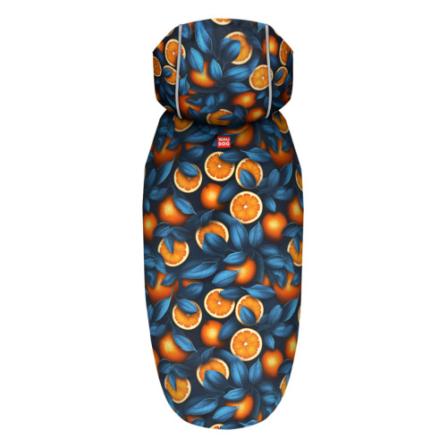 Дощовик-накидка для собак WAUDOG Clothes з капюшоном, малюнок «Апельсини»