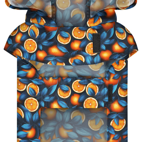 Дощовик-накидка для собак WAUDOG Clothes з капюшоном, малюнок «Апельсини»