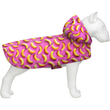 Дощовик-накидка для собак WAUDOG Clothes з капюшоном, малюнок «Банани на рожевому»