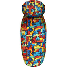 Дощовик-накидка для собак WAUDOG Clothes з капюшоном, малюнок «Блоки»