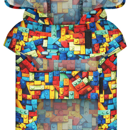 Дождевик-накидка для собак WAUDOG Clothes с капюшоном, рисунок «Блоки»