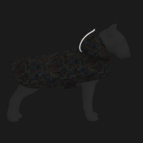 Дождевик-накидка для собак WAUDOG Clothes с капюшоном, рисунок «Блоки»