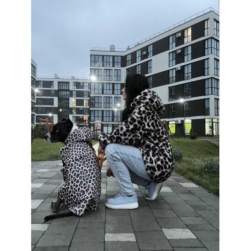 Дощовик-накидка для собак WAUDOG Clothes з капюшоном малюнок "Леопард"