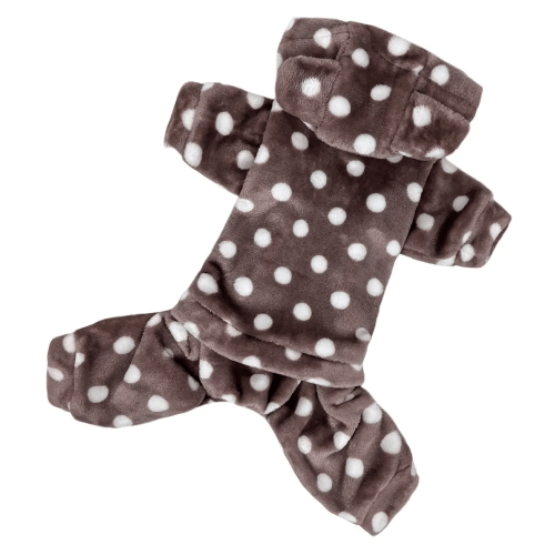 Костюм для собак махровый горошек коричневый D-173