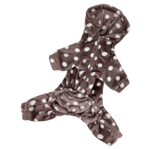 Костюм для собак махровый горошек коричневый D-173