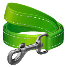 Поводок для собак нейлоновый WAUDOG Nylon Mono, светоотражающий, салатового цвета