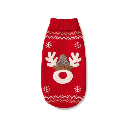 Вязаный свитер для собаки Wolters Rudi с мотивом оленя, красный
