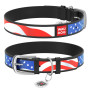 Нашийник WAUDOG Design з малюнком “Зірки та смуги”, чорна преміум шкіра, металева пряжка