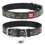 Нашийник WAUDOG Design з малюнком “Хрестики”, чорна преміум шкіра, металева пряжка