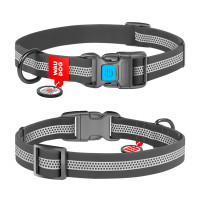 Ошейник для собак водостойкий WAUDOG Waterproof серого цвета, светоотражающий