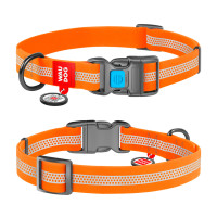 Нашийник для собак водостійкий WAUDOG Waterproof помаранчевого кольору, світловідбиваючий