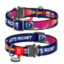 Нашийник для собак нейлоновий WAUDOG Nylon c QR паспортом, малюнок "Космос. Ракета", металевий фастекс