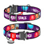Нашийник для собак нейлоновий WAUDOG Nylon c QR паспортом, малюнок "Більше космосу", металевий фастекс