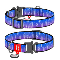 Ошейник для собак нейлоновый WAUDOG Nylon c QR паспортом, рисунок "Ловец снов", металлический фастекс