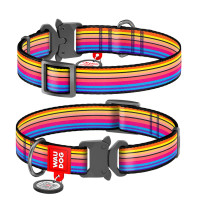 Нашийник для собак нейлоновий WAUDOG Nylon c QR паспортом, малюнок "Лінія 1", металевий фастекс