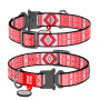 Ошейник для собак нейлоновый WAUDOG Nylon c QR паспортом, рисунок "Этно красный", металлический фастекс