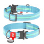 Світлонакопичувальний нейлоновий нашийник для собак WAUDOG Nylon блакитного кольору, металевий фастекс